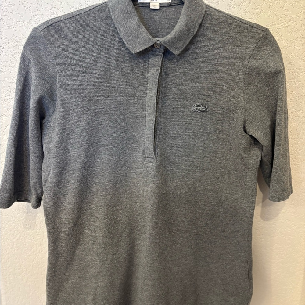 Women’s Lacoste Paris Polo Shirt in Heather Gray, Size 8